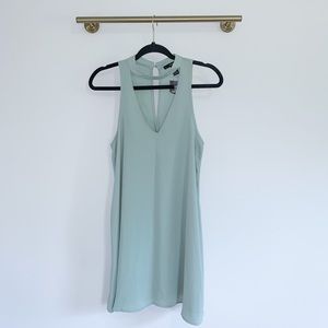 Mint Deep V Collar Mini Dress